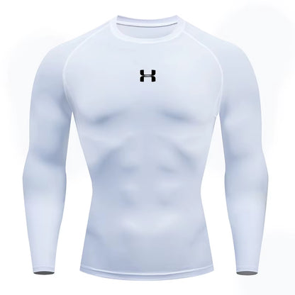 Men'S Long Sleeve Compression Shirt, Running Gym Fitness T-Shirt, Athletic Sweatshirt Tops