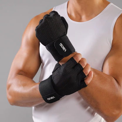 Vbosi Breathable Half-Finger Sports Gloves with Adjustable Wrist Straps, Non-Slip Gym & Cycling Gloves for Men and Women