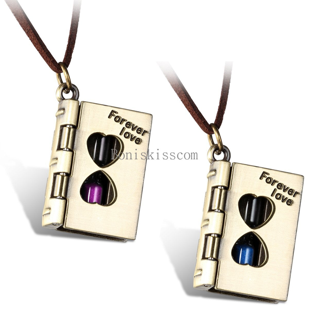 Men Women Sandglass Book 'Forever Love' Pendant Necklace Couple Valentine'S Gift