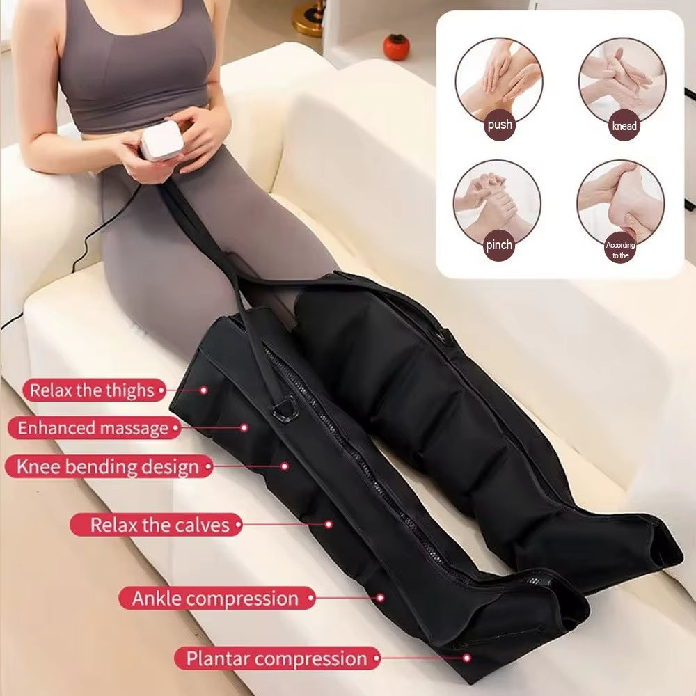 Electric Pneumatic Leg Massager Extended Version for Deep Relaxation of Thighs, Calves and Feet with Remote Control
