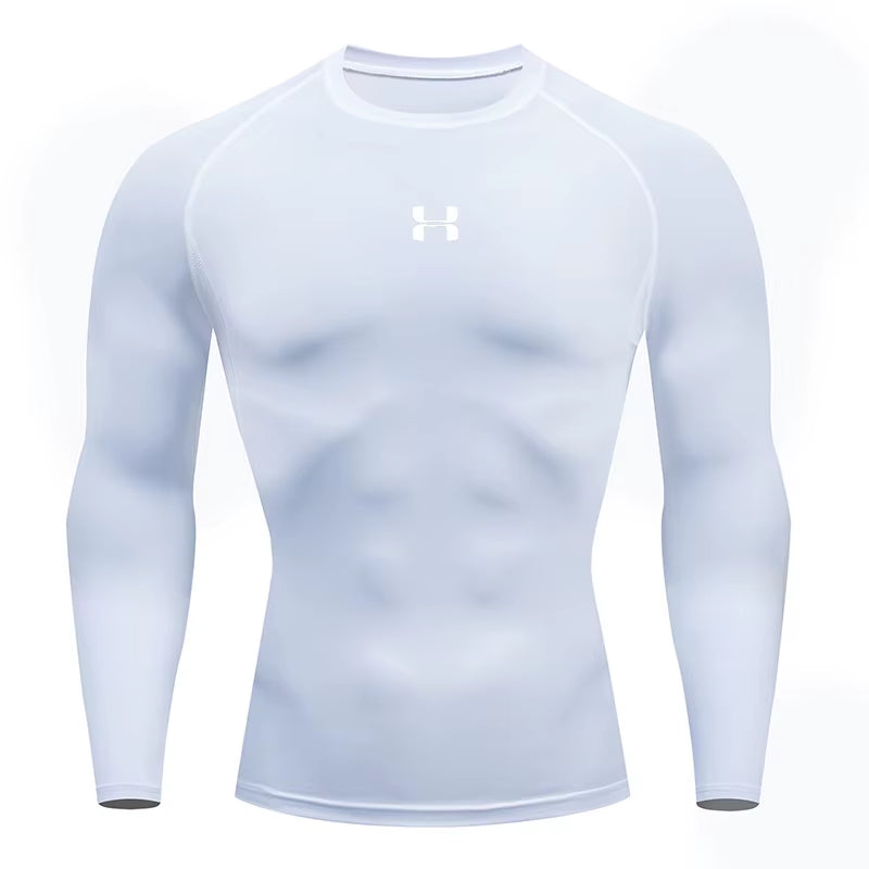 Men'S Long Sleeve Compression Shirt, Running Gym Fitness T-Shirt, Athletic Sweatshirt Tops