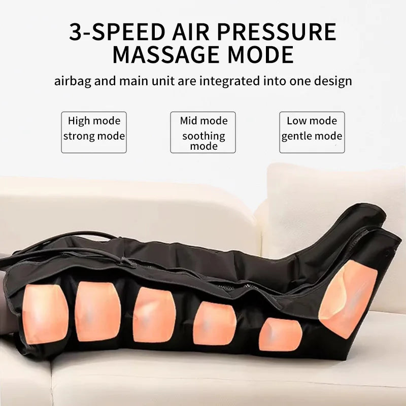 Electric Pneumatic Leg Massager Extended Version for Deep Relaxation of Thighs, Calves and Feet with Remote Control