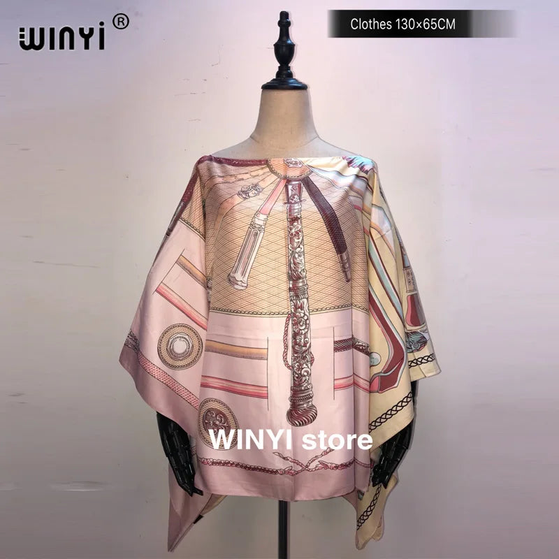 Fashion европейская одежда For Women Popular Thailand Summer Bohemian Printed Batwing Sleeve Silk kaftan Blouse For Night Party