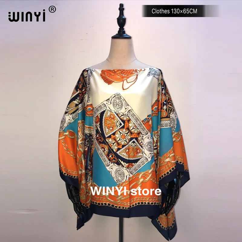 Fashion европейская одежда For Women Popular Thailand Summer Bohemian Printed Batwing Sleeve Silk kaftan Blouse For Night Party