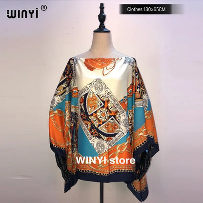 Fashion европейская одежда For Women Popular Thailand Summer Bohemian Printed Batwing Sleeve Silk kaftan Blouse For Night Party