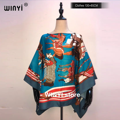 Fashion европейская одежда For Women Popular Thailand Summer Bohemian Printed Batwing Sleeve Silk kaftan Blouse For Night Party