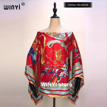 Fashion европейская одежда For Women Popular Thailand Summer Bohemian Printed Batwing Sleeve Silk kaftan Blouse For Night Party