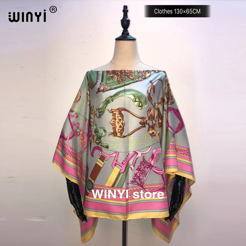 Fashion европейская одежда For Women Popular Thailand Summer Bohemian Printed Batwing Sleeve Silk kaftan Blouse For Night Party
