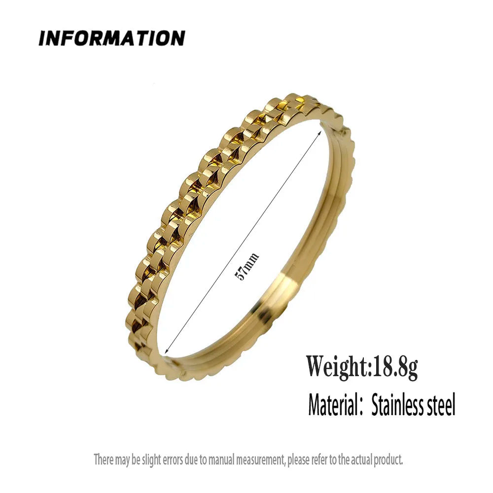 New watch with gears stainless steel gold plated bracelet, high quality waterproof silver bracelet, wedding jewelry