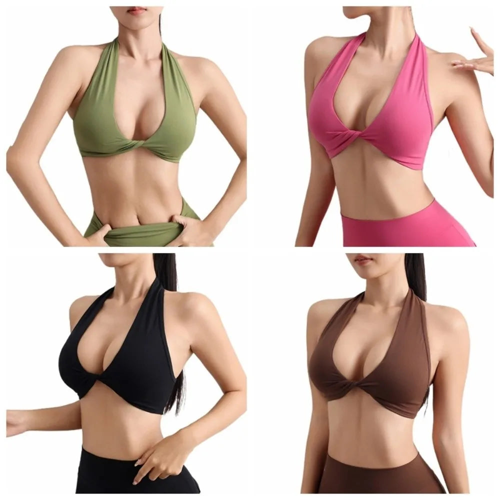 Fitness Underwear Hanging Neck Sports Bra Seamless Breathable Yoga Top Vest Comfortable Quick-drying Sports Underwear Gym