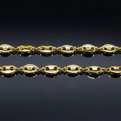 Stainless Steel Coffee Beans Link Chain Necklace Fashion Gold Color Fashion Hip Hop Long Necklaces for Man Women Jewelry