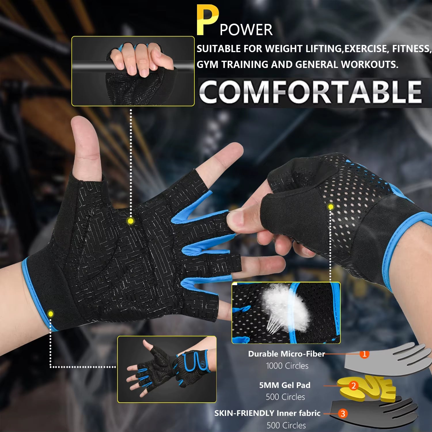 MOREOK Gym Gloves Breathable Anti-Slip Pull Ups Training Yoga Body-Building Exercise Fitness Workout Weight Lifting Gloves Men